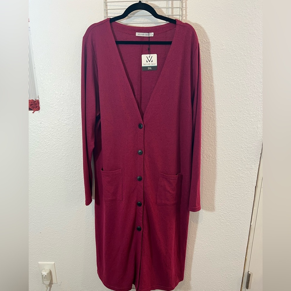 Michelle Mae Fuschia Long Cardigan